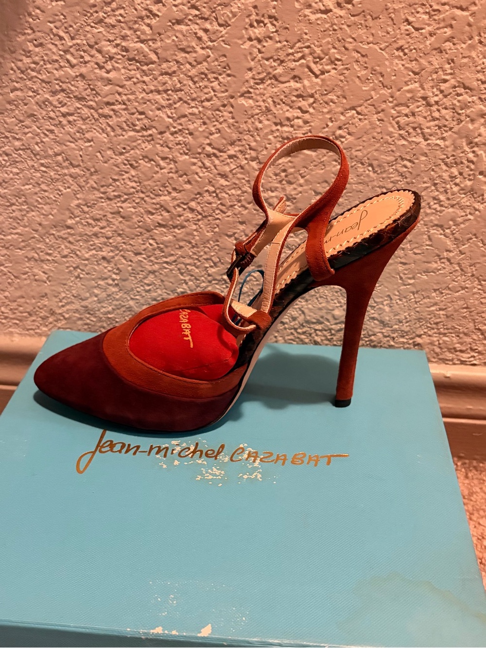Jean-Michel Cazabat Rust Suede Pointed Slingback Pump